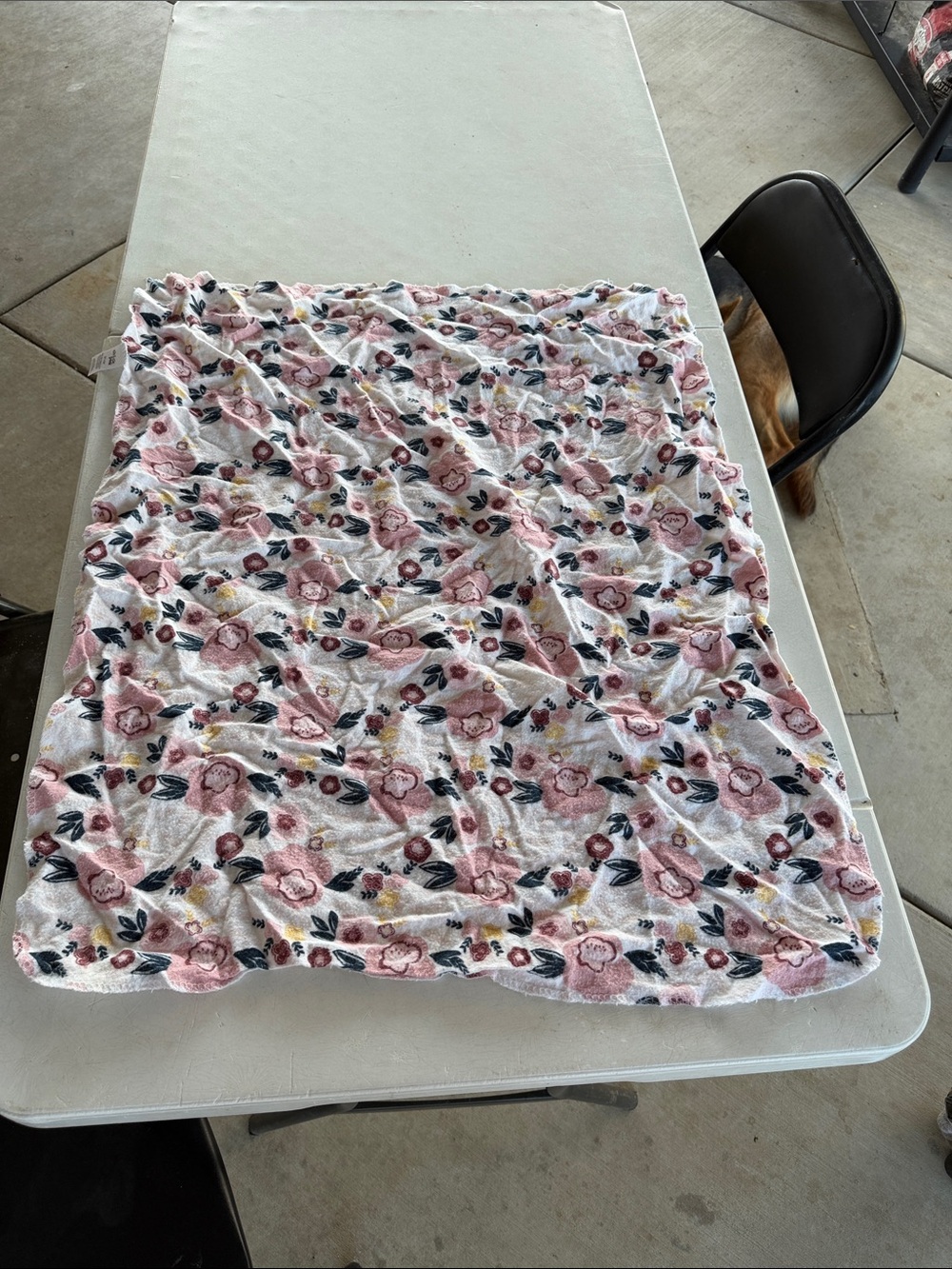 chick pea Pink and Navy Floral Throw Blanket